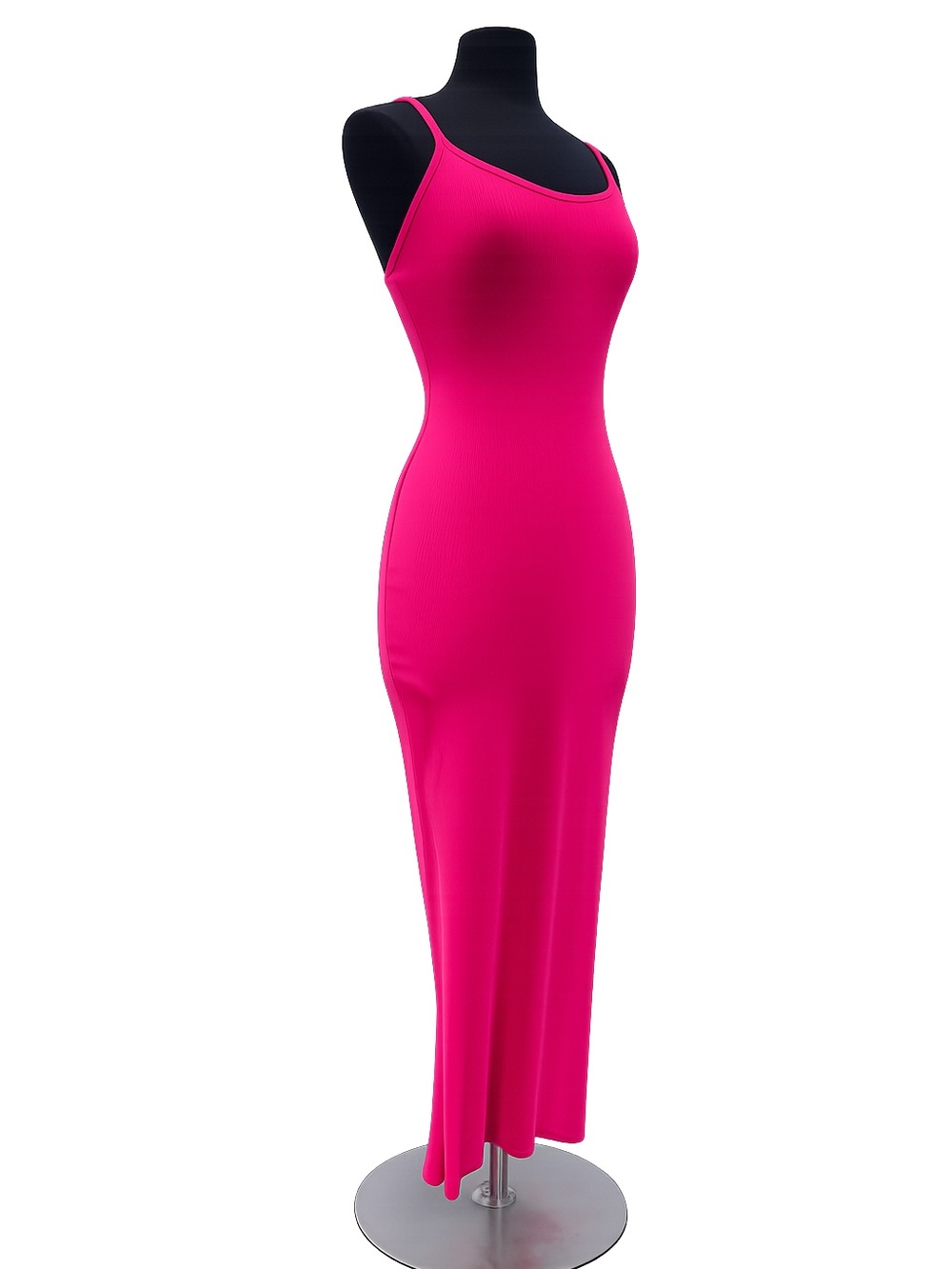 NEW Zenana Tawnie Bodycon Spaghetti-Strap Midi/Maxi Dress Hot Pink Barbiecore Lg - Picture 6 of 11